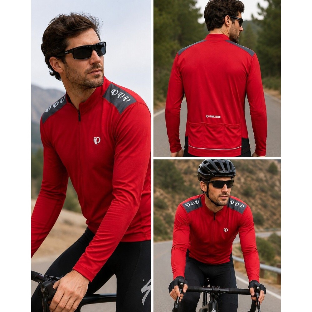 Pearl Izumi Select Series Men’s L Cycling Jersey Red Long Sleeve 1/2 Zip...